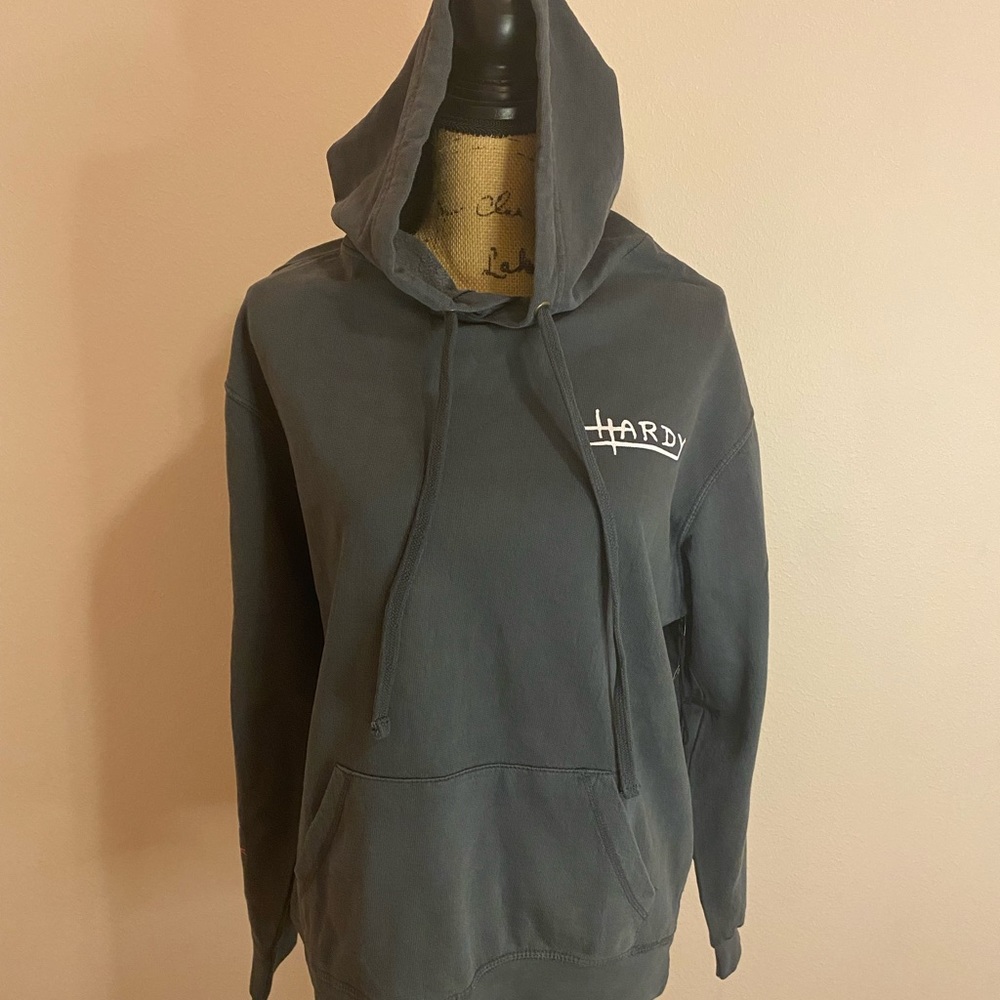 NWT Mens Ed Hardy Charcoal Gray Snake sleeve Hoodie Vintage dyed Rare  sz Small
